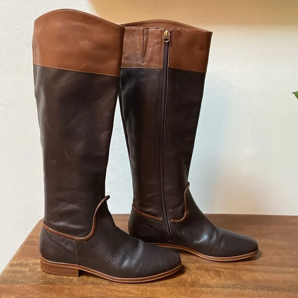 Jack Rogers Brown and Black Leather Riding Boots